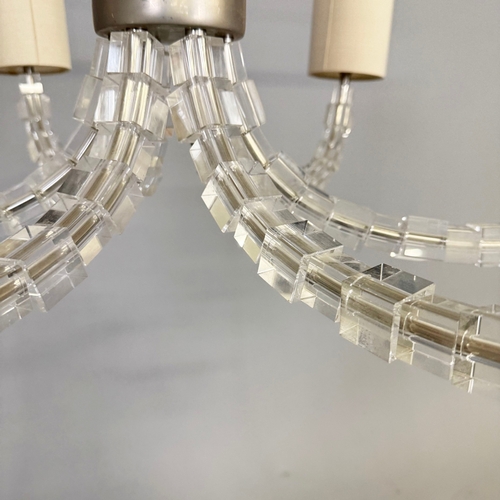 7 - PORTA ROMANA LARTIGUE ROUND CHANDELIER. six branch, 86cm W x 33 cm H.