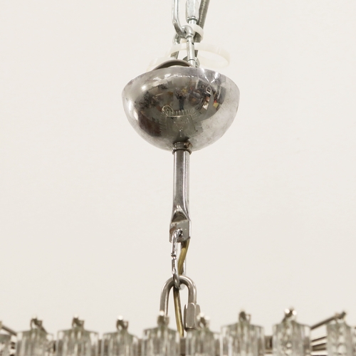 142 - MURANO GLASS CHANDELIER. vintage Italian, quadedri drops of square spiral form, 110cm drop, 40cm W.