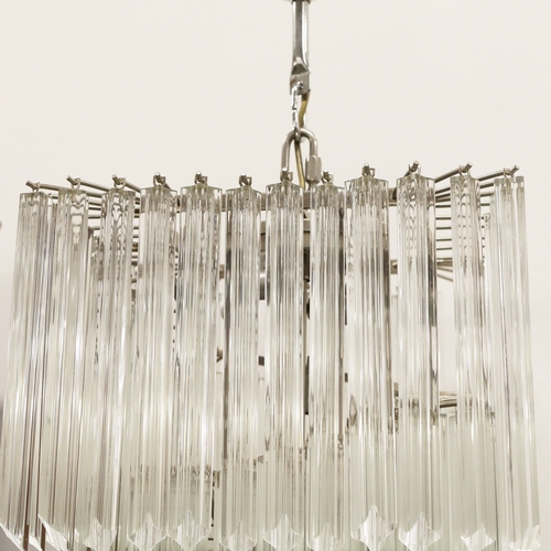 142 - MURANO GLASS CHANDELIER. vintage Italian, quadedri drops of square spiral form, 110cm drop, 40cm W.