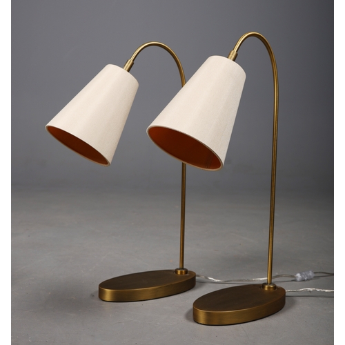 43 - R V ASTLEY STILE DESK LAMPS, A PAIR. (2). with shades. (2).
