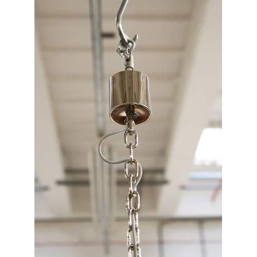 16 - BELLA FIGURA MURANO GLASS CHANDELIER. triedri drops on drum form frame, 100cm diam. approx.