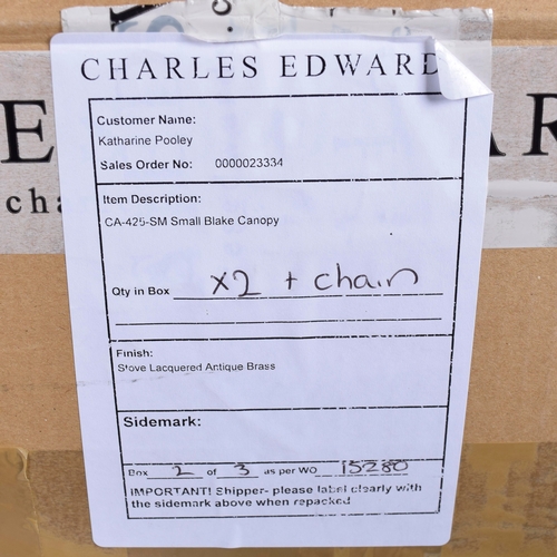 11 - CHARLES EDWARDS CUSTOM HANGING HOOP LANTERNS, 2 PAIRS. (4). (4).