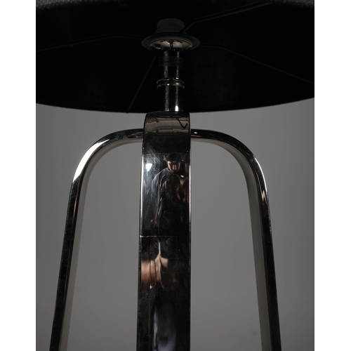 42 - R V ASTLEY VICTORIA NICKLE FLOOR LAMPS, A PAIR. with shades. (2).