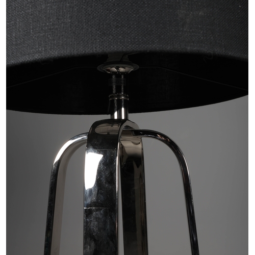 42 - R V ASTLEY VICTORIA NICKLE FLOOR LAMPS, A PAIR. with shades. (2).