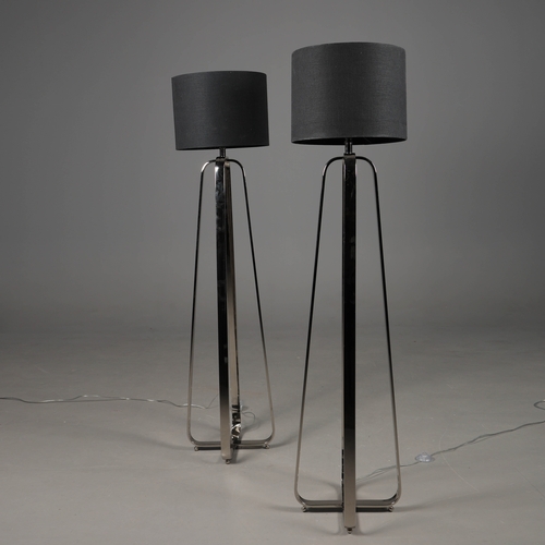 42 - R V ASTLEY VICTORIA NICKLE FLOOR LAMPS, A PAIR. with shades. (2).