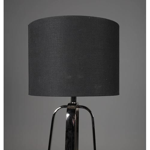 42 - R V ASTLEY VICTORIA NICKLE FLOOR LAMPS, A PAIR. with shades. (2).