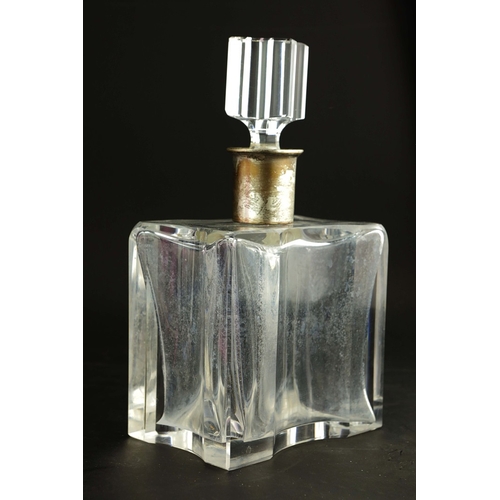 240 - TWO VAL SAINT LAMBERT HAND BLOWN VASES AND A DECANTER. the vases both of freeform design, in pink co... 