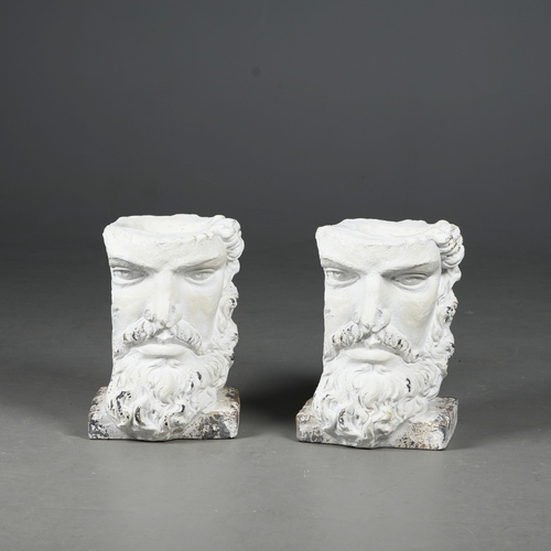 181 - CLASSICAL STYLE BUST PLANTERS, A PAIR. faux stone, 39cm H each approx. (2).