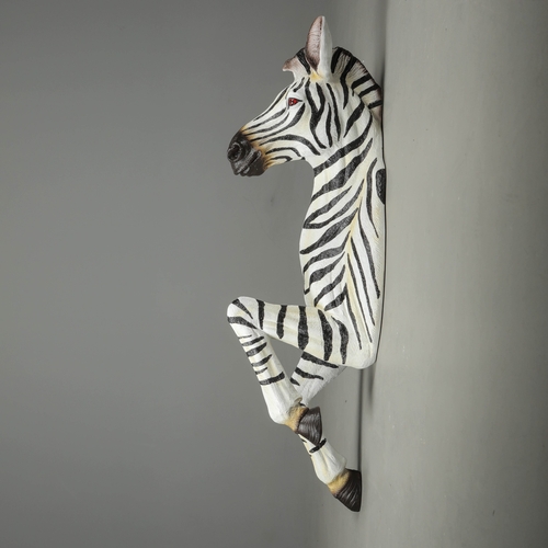 185 - SCULPTURAL WALL MOUNTING FAUX ZEBRA. 125cm H approx.