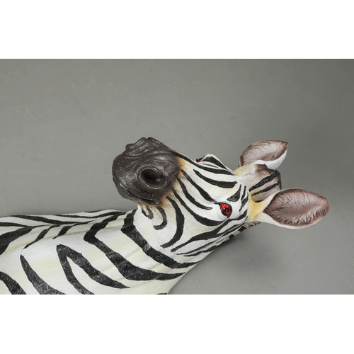 185 - SCULPTURAL WALL MOUNTING FAUX ZEBRA. 125cm H approx.