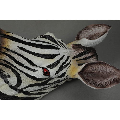 185 - SCULPTURAL WALL MOUNTING FAUX ZEBRA. 125cm H approx.
