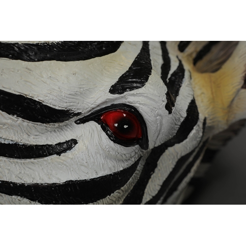185 - SCULPTURAL WALL MOUNTING FAUX ZEBRA. 125cm H approx.