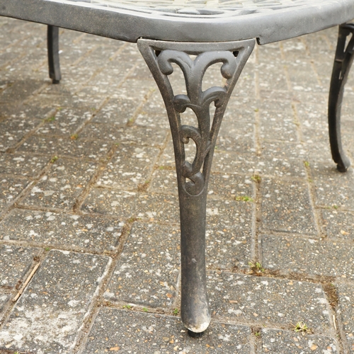 186 - PAIR OF CAST METAL SUN LOUNGERS (2). adjustable backs, 103cm H x 70cm W x 178cm L, 213cm L back down... 