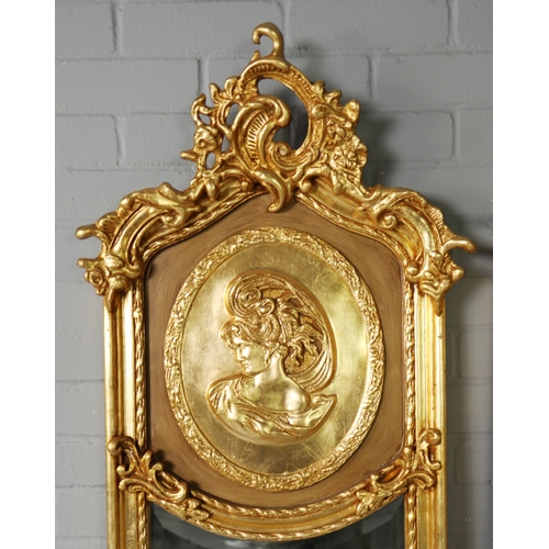 191 - BELLE EPOQUE STYLE WALL MIRRORS, A PAIR. 180cm x 53cm approx. (2).