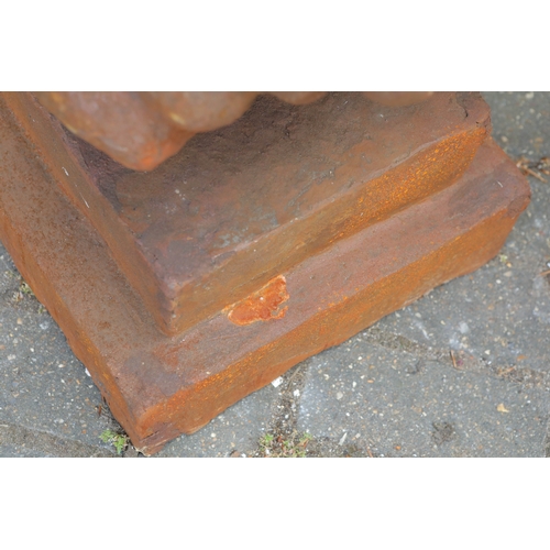 193 - SCULPTURAL SPEAK NO EVIL. cast metal, 95cm H approx.