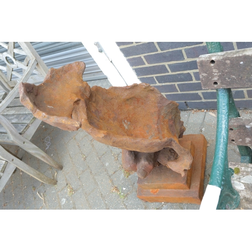 193 - SCULPTURAL SPEAK NO EVIL. cast metal, 95cm H approx.