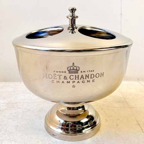 195 - POLISHED METAL FOUR BOTTLE CHAMPAGNE COOLER. 37cm H x 40cm W x 40cm D.