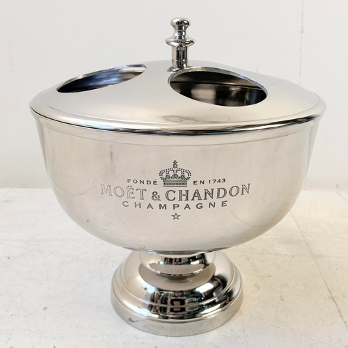 195 - POLISHED METAL FOUR BOTTLE CHAMPAGNE COOLER. 37cm H x 40cm W x 40cm D.