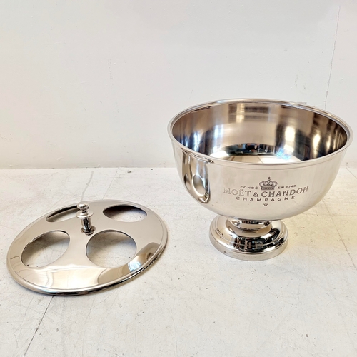 195 - POLISHED METAL FOUR BOTTLE CHAMPAGNE COOLER. 37cm H x 40cm W x 40cm D.
