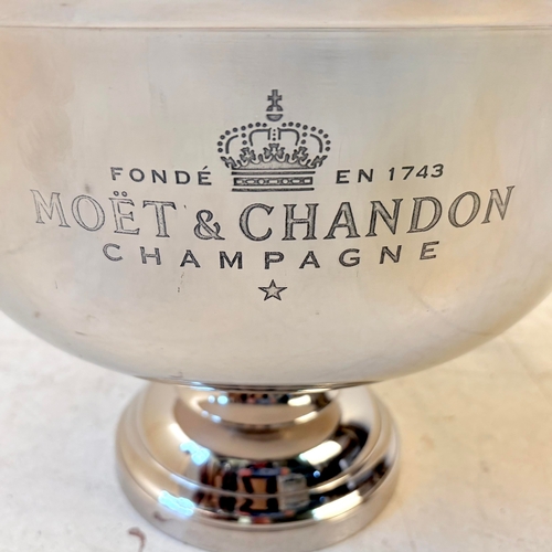 195 - POLISHED METAL FOUR BOTTLE CHAMPAGNE COOLER. 37cm H x 40cm W x 40cm D.