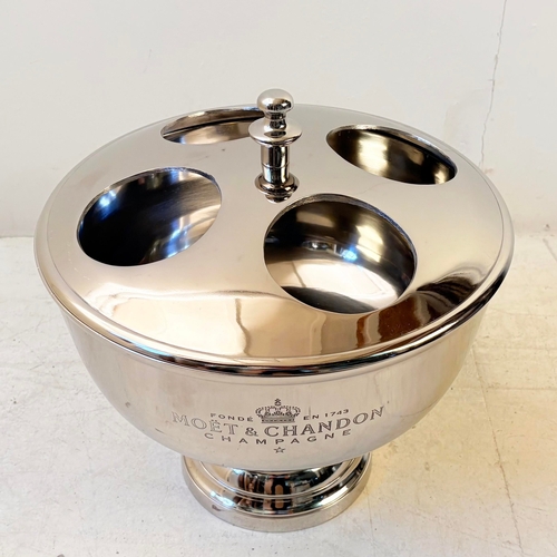 195 - POLISHED METAL FOUR BOTTLE CHAMPAGNE COOLER. 37cm H x 40cm W x 40cm D.