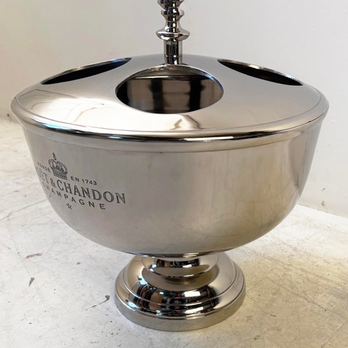 195 - POLISHED METAL FOUR BOTTLE CHAMPAGNE COOLER. 37cm H x 40cm W x 40cm D.