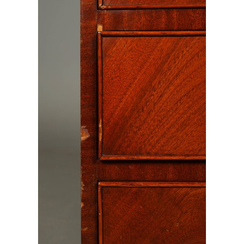 197 - CHEST, GEORGIAN STYLE MAHOGANY. with a brushing slide over four long drawers on bracket supports 85c... 