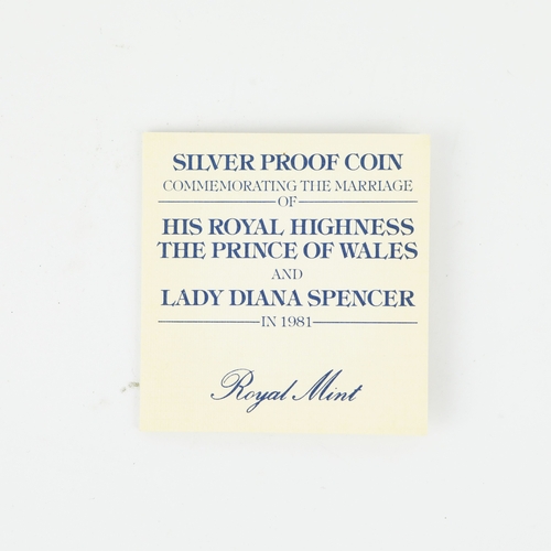 198 - TWO SILVER PROOF COMMEMORATIVE ROYAL WEDDING PRINCE OF WALES AND LADY DIANA SPENCER BOXED COINS. (9)... 
