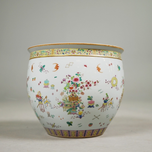 199 - CHINESE STYLE PLANTER. glazed ceramic, 39cm diam. x 33cm H approx.