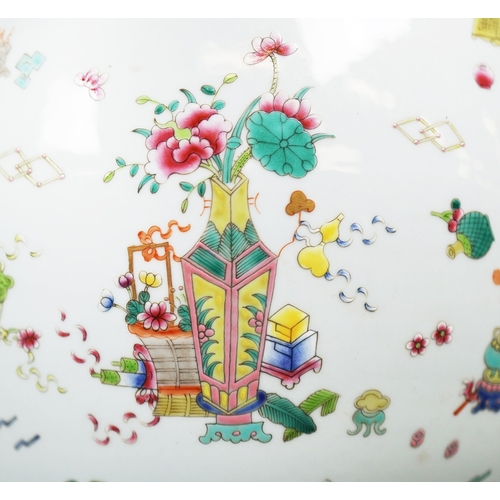 199 - CHINESE STYLE PLANTER. glazed ceramic, 39cm diam. x 33cm H approx.
