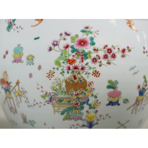 199 - CHINESE STYLE PLANTER. glazed ceramic, 39cm diam. x 33cm H approx.