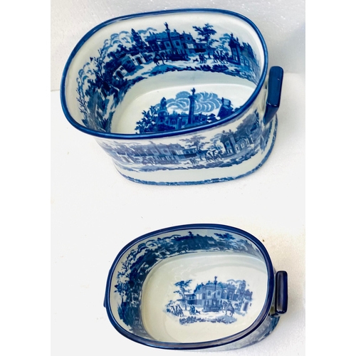 200 - SET OF FOUR BLUE AND WHITE IRONSTONE CERAMIC PLANTERS. 21cm H x 48cm W x 31cm D.