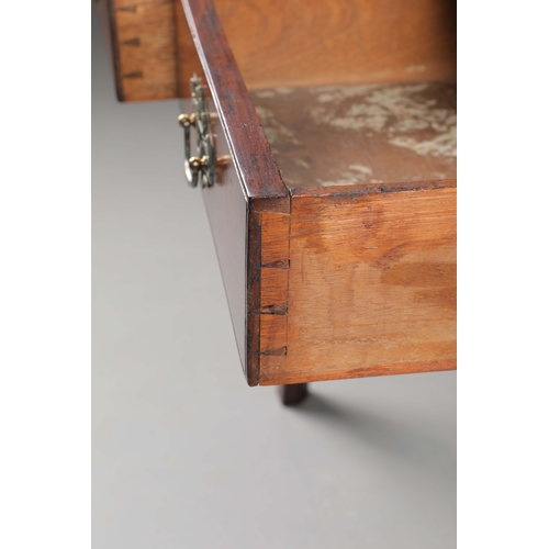 202 - 19th CENTURY MAHOGANY WRITING TABLE. With two drawers on chamfered supports 71cm H x 85cm W x 48cm D... 