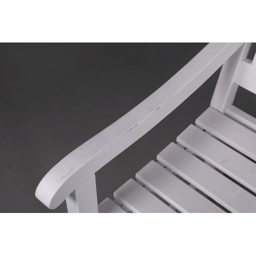 203 - HAMPTONS STYLE GARDEN CHAIRS, A SET OF 4. later white painted finish. (4).