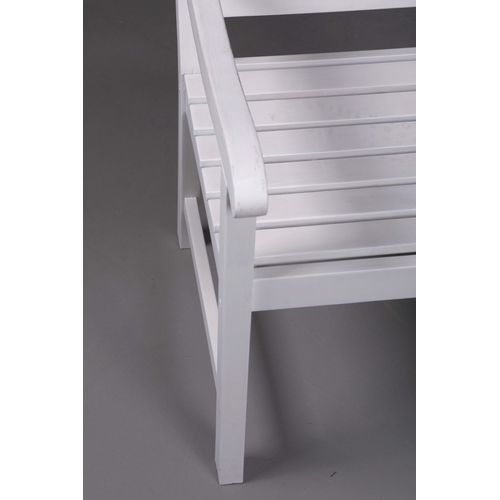 203 - HAMPTONS STYLE GARDEN CHAIRS, A SET OF 4. later white painted finish. (4).