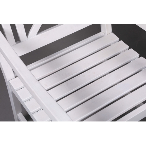 203 - HAMPTONS STYLE GARDEN CHAIRS, A SET OF 4. later white painted finish. (4).