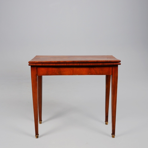 204 - LOUIS PHILIPPE MAHOGANY CARD TABLE. green baize playing surface, 76cm H x 82cm W x 40cm D.