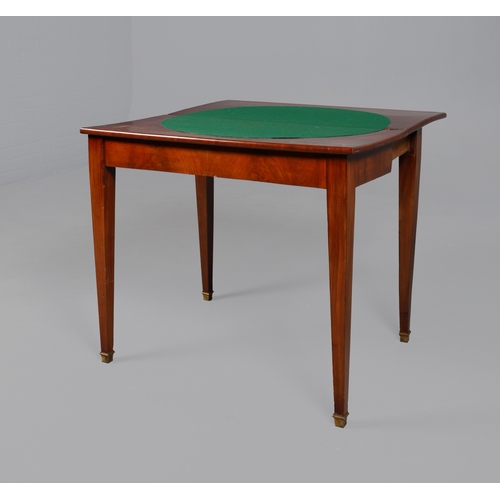 204 - LOUIS PHILIPPE MAHOGANY CARD TABLE. green baize playing surface, 76cm H x 82cm W x 40cm D.