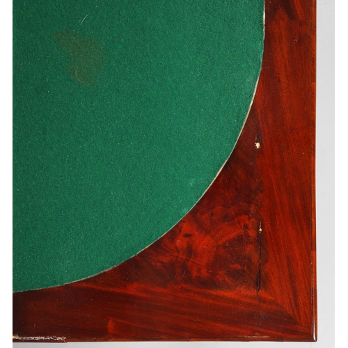204 - LOUIS PHILIPPE MAHOGANY CARD TABLE. green baize playing surface, 76cm H x 82cm W x 40cm D.