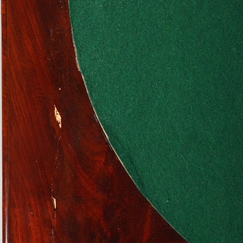 204 - LOUIS PHILIPPE MAHOGANY CARD TABLE. green baize playing surface, 76cm H x 82cm W x 40cm D.