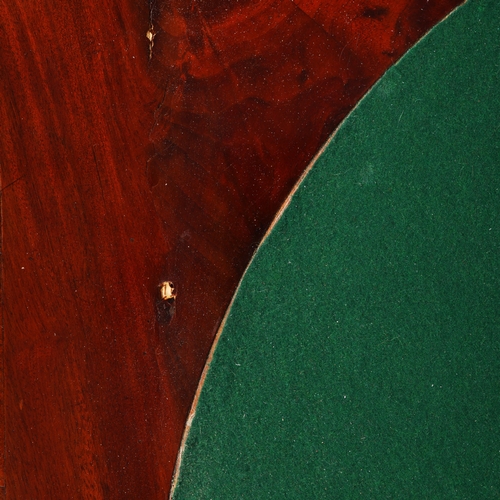 204 - LOUIS PHILIPPE MAHOGANY CARD TABLE. green baize playing surface, 76cm H x 82cm W x 40cm D.