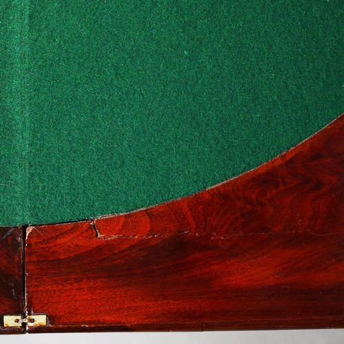 204 - LOUIS PHILIPPE MAHOGANY CARD TABLE. green baize playing surface, 76cm H x 82cm W x 40cm D.