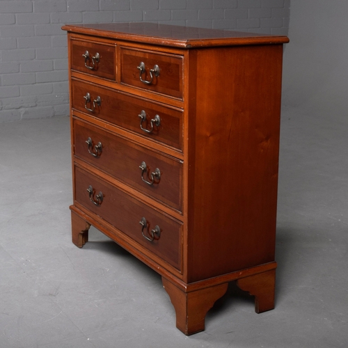 211 - CHEST, REPRODUCTION. of narrow proportions with two short over three long drawers with bracket suppo... 