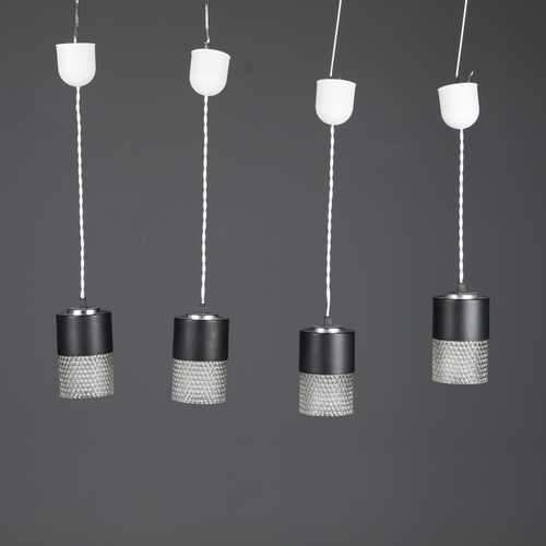 212 - SET OF FOUR 1960s ITALIAN PENDANT LIGHTS WITH CUT GLASS SHADES. 15cm H x 55cm adjustable height drop... 