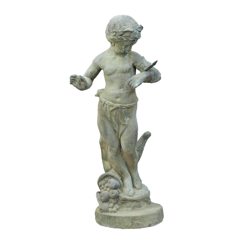 218 - SCUPTURAL PUTTO. cast metal, 107cm H approx.