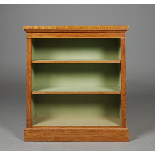 220 - BOOKCASES, A PAIR. each with 2 shelves. (2). 95cm H x 84cm W x 30cm D. 