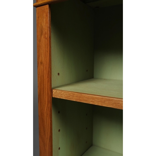 220 - BOOKCASES, A PAIR. each with 2 shelves. (2). 95cm H x 84cm W x 30cm D. 