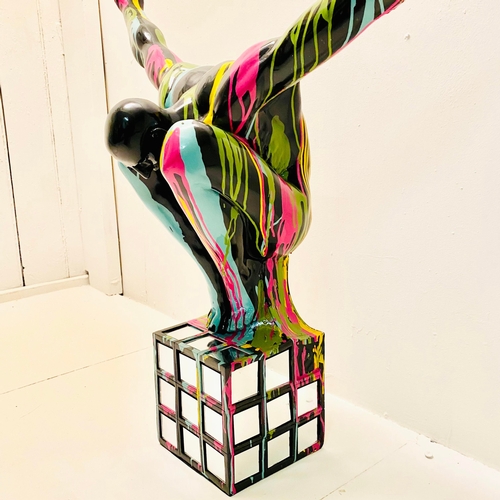 221 - CONTEMPORARY DIVER SCULPTURE IN POLYCHROME PAINT FINISH. 81cm H x 82cm W x 28cm D.