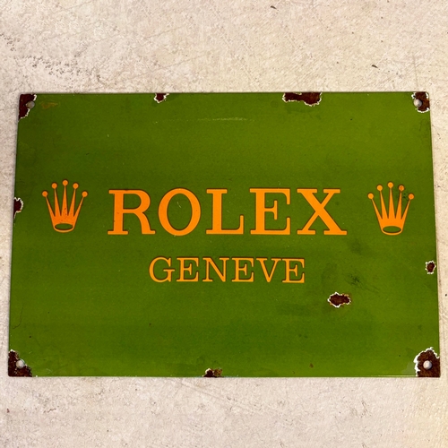 226 - VINTAGE STYLE 'ROLEX' STYLE ENAMEL SIGN. 20cm H x 30cm W.