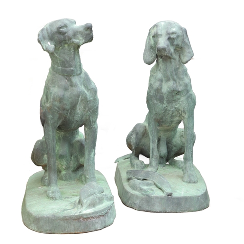 229 - SCULPTURAL HUNTING DOGS, 2 DIFFERING. cast metal, 94cm H at tallest approx. (2).